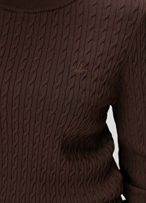 Beymen Club Kahverengi Saç Örgü Basic Kazak - 6