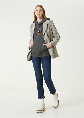 Beymen Club Antrasit Kapüşonlu Etnik Kuş Nakışlı Sweatshirt - 3