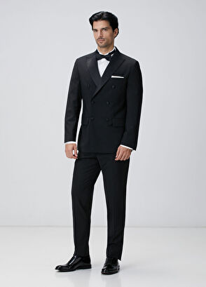 Network Siyah Yün Karışımlı Smokin Takım Elbise - 4