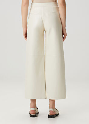 Beymen Club Off White Embroidered Leather Pants - 5