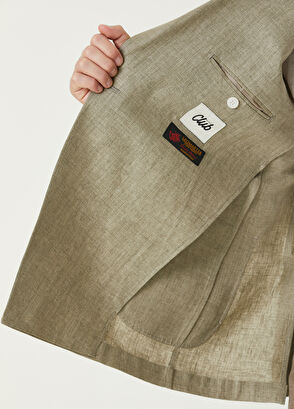 Beymen Club Açık Haki Keten Kruvaze Ceket - 7