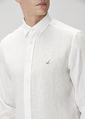 Beymen Club Comfort Fit Beyaz Keten Gömlek - 8