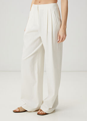 Beymen Club Kırık Beyaz Keten Pantolon - 5