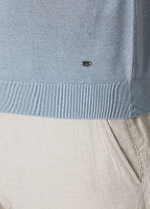 Beymen Club Mavi Kısa Kollu Keten Karışımlı Kazak - 6