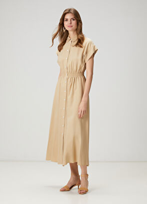 Beymen Club Beige Midi Shirt Dress - 4