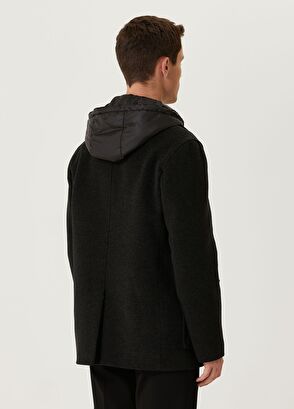 Beymen Club Antrasit Kapüşonlu Yün Kruvaze Kısa Kaban - 5