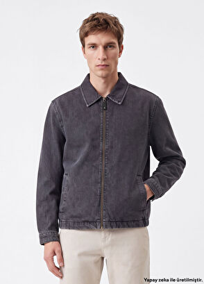 Beymen Club Antrasit İçi Mini Ekoseli Denim Ceket - 3