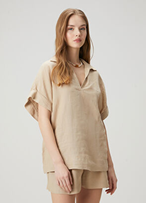 Beymen Club Bej Keten Bluz - 4