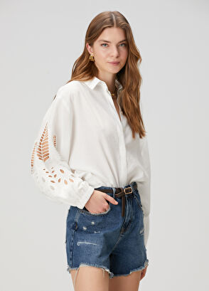 Beymen Club Off-White Embroidered Shirt - 6