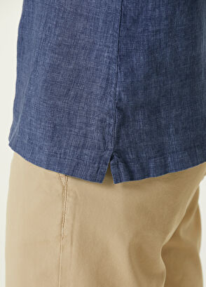 Beymen Club Comfort Fit Navy Blue Linen Shirt - 7