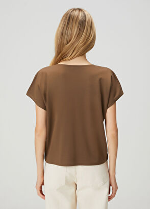 Beymen Club Seamless Dark Khaki Embroidered T-Shirt - 5