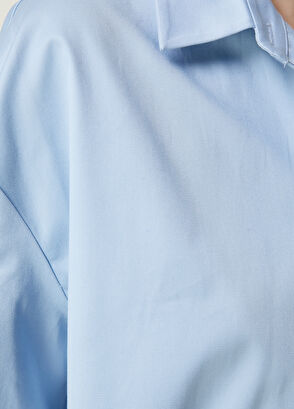 Beymen Club Mavi Crop Poplin Gömlek - 6