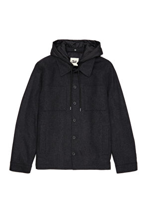 Beymen Club Antrasit Kapüşonlu Yün Dış Gömlek - 8