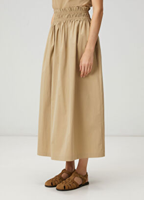 Beymen Club Bej Beli Lastikli Midi Etek - 4