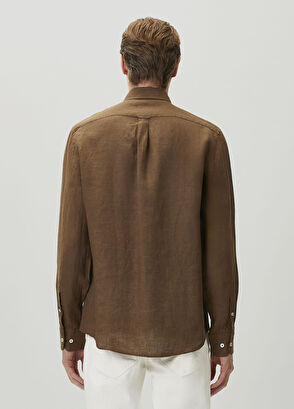 Beymen Club Kahverengi Comfort Fit Keten Gömlek - 5