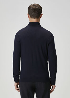 Lacivert Polo Yaka Yün Triko - Görsel 7