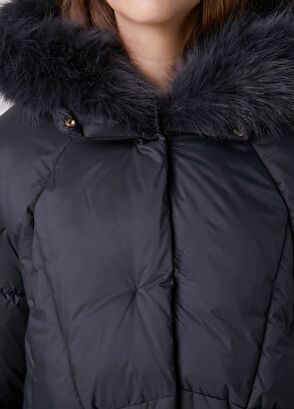 Beymen Club Koyu Gri Kapüşonlu Puffer Mont - 8