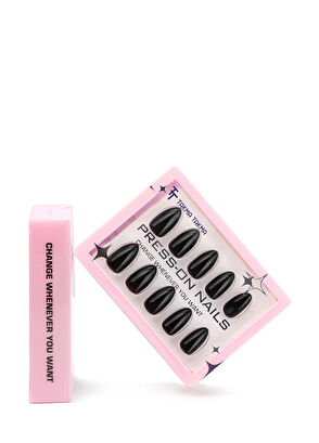 Takma Takma Siyah Kısa Badem 30'lu Protez Takma Tırnak MKBD1733 - 5