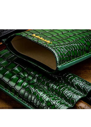 Lubinski Black Patterned 3-Piece 60 Ring Leather Cigar Case - 4