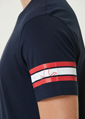 Beymen Club Navy Blue Stripe Printed Logo T-shirt - 7