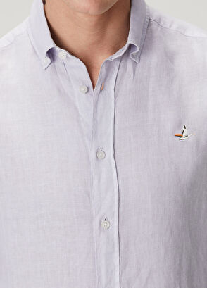 Beymen Club Lila Comfort Fit Keten Gömlek - 7