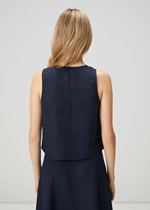 Beymen Club Lacivert Kolsuz Keten Bluz - 5