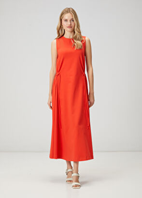 Beymen Club Long Dress With Red Gathering Detail - 4