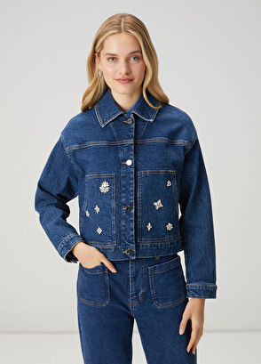 Beymen Club Indigo Taşlı Denim Ceket - 5