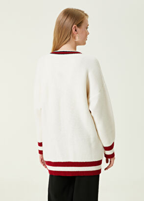 Beymen Club Ekru V Yaka Köpek Jakarlı Yün Hırka - 5