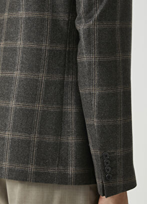 Beymen Club Kahverengi Ekose Desenli Yün Ceket - 6