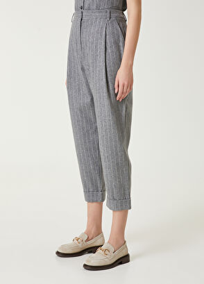 Beymen Club Gray Stripes Wool Pants - 3