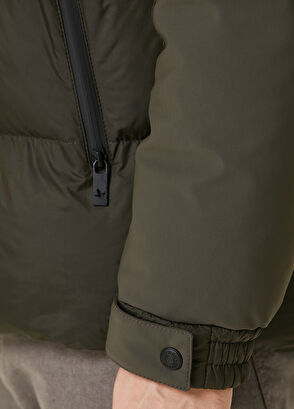 Beymen Club Khaki Hooded Shearling Detailed Puff Coat - 8