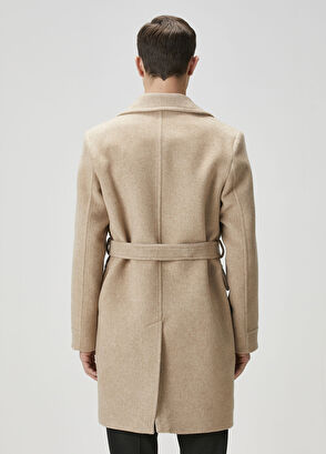 Beymen Club Beige Double-Breasted Wool Coat - 5