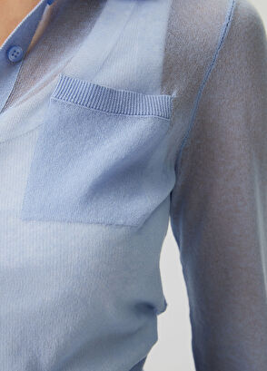 Beymen Club Blue Thin Transparent Polo Cardigan - 8