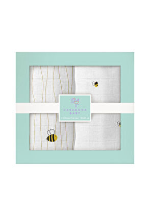 Casadora Baby Happy Bee Embroidered 100% Cotton 2-Piece Muslin Cover Set - 7