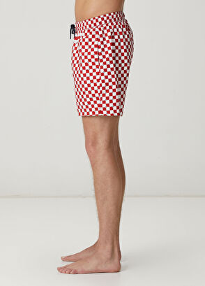 Beymen Club Red White Goose Checkers Patterned Long Swimsuit - 3