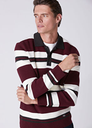 Beymen Club Mürdüm Polo Yaka Colorblocked Yün Triko - 5