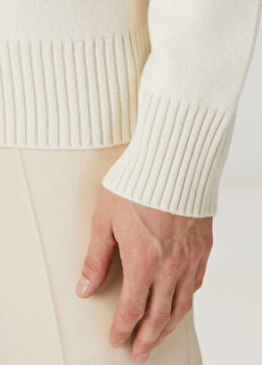 Ami Paris Off-White Logo Jacquard Wool Sweater - 6