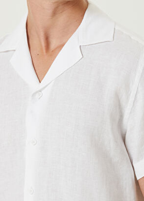 Beymen Club Comfort Fit Beyaz Manzara Nakışlı Keten Gömlek - 7