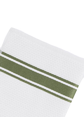 Ecocotton Elvin Yeşil Krem Organik Pamuk Dokuma 2'li Kurulama Havlusu Seti - 6