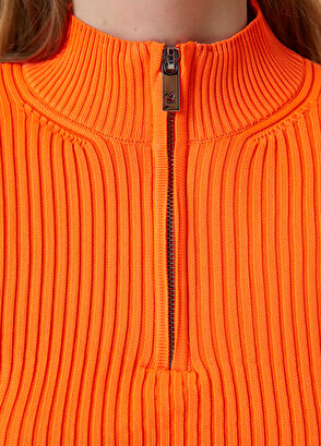 Beymen Club Neon Turuncu Fermuarlı Crop Kazak - 5