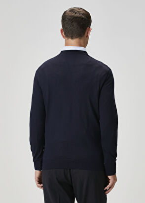 Lacivert Yün Kazak - Görsel 7