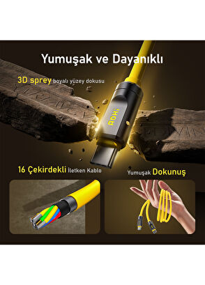 Aohi The Future Adonis USB-C to USB-C PD 3.1 120Gbps 240W 8K Süper Hızlı Şarj Data Kablosu - 6