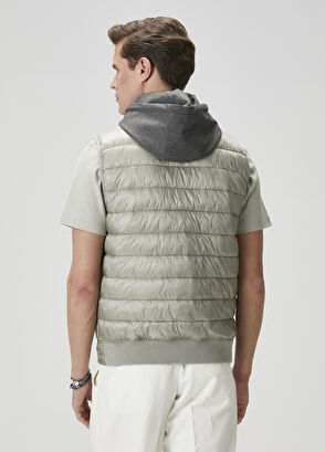 Beymen Club Açık Haki Kapüşonlu Puff Yelek - 6