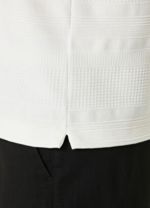 Beymen Club Beyaz Polo Yaka Karışık Dokulu T-shirt - 7