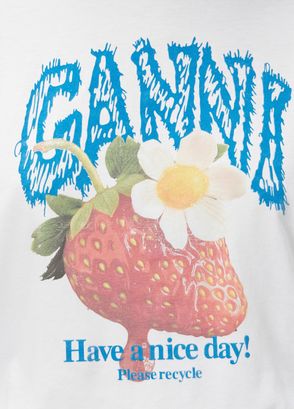Ganni Strawberry Beyaz Uzun Kol T-shirt - 5