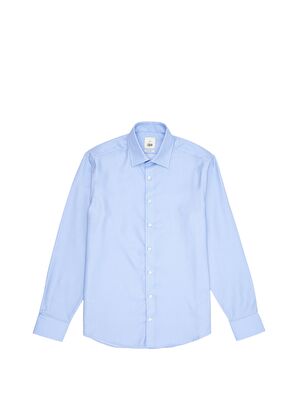 Beymen Club Comfort Fit Mavi Armürlü Non-iron Gömlek - 8