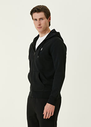 Siyah Kapüşonlu Logolu Sweatshirt - Görsel 5