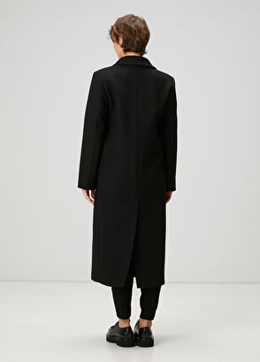 Beymen Club Black Double-Breasted Wool Coat - 5
