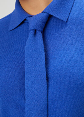 Beymen Club Kobalt Fular Detaylı Yün Polo Hırka - 5